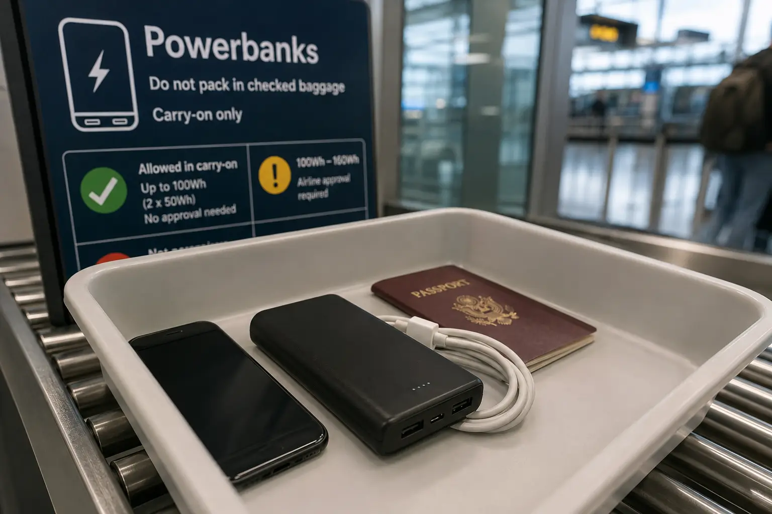 Powerbank na odprawie lotniskowej - zasady przewozu w bagażu podręcznym